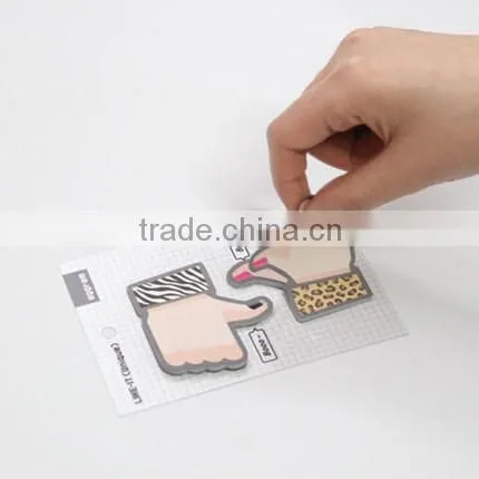 wenzhou cangnan wholesale decorative promotional hand shaped sticky notes memo pad