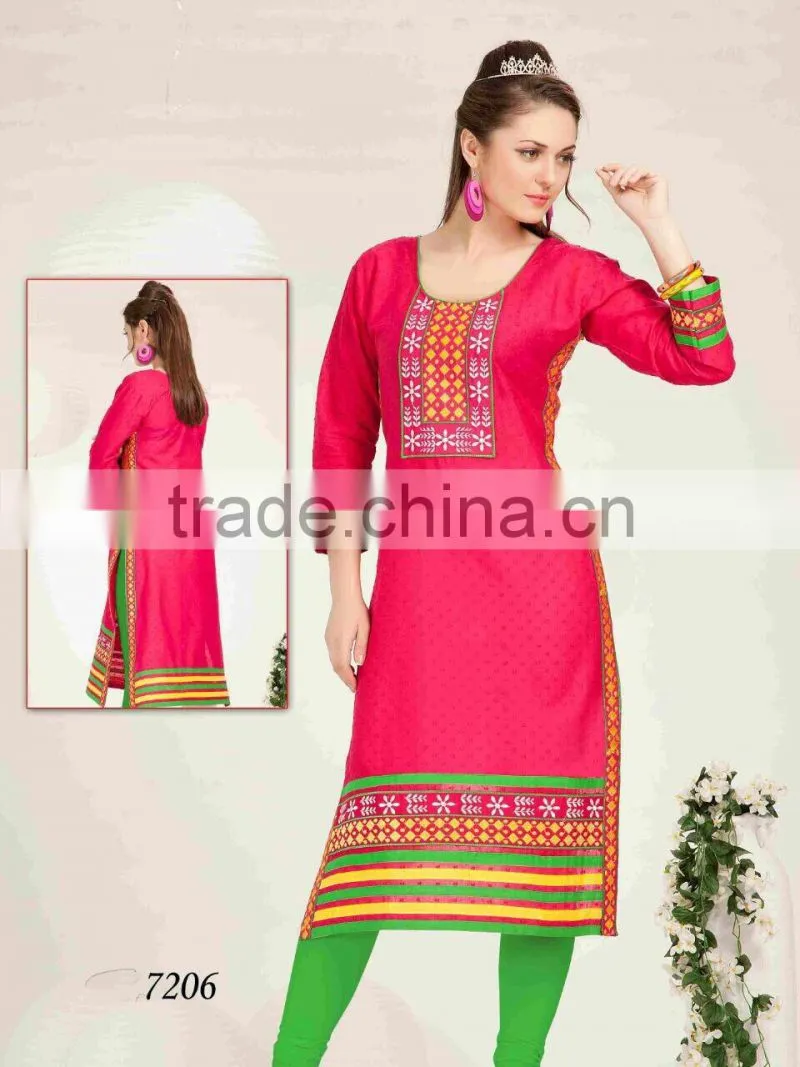 Designer Silk Embroidered KURTI-TUNIC-TOP-KURTA