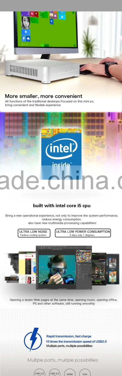 Realan e-Mini W44-i5H42T intel core i5 mini pc addroid