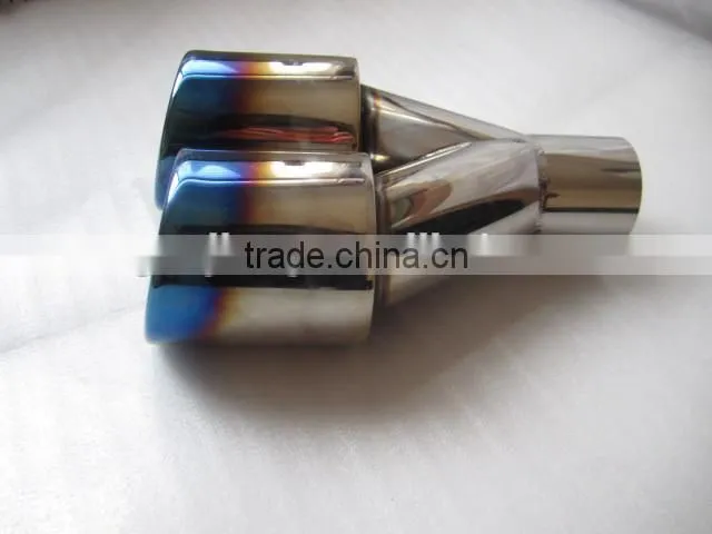 Blue Burnt Exhaust Dual Straight Tip Polished Stainless Steel