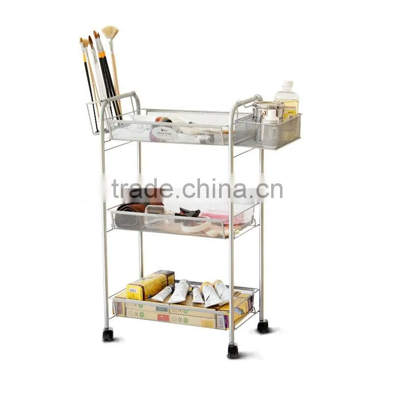 44.2*23.2*76.6cm three layers metal oil painting trolley with 4 wheels
