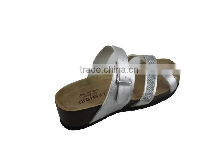 2015 Summer cork outsole platform lady leather sandal shoes