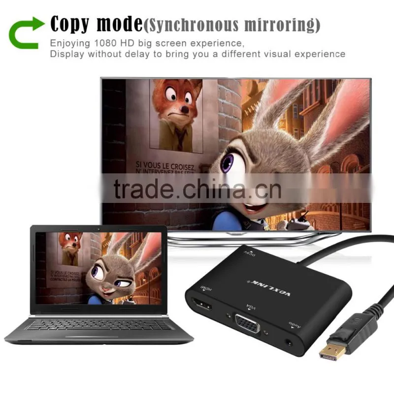 High Speed Hot - Selling Voxlink Turn DP into HDMI(4K*2K)/VGA+Aduio Adapter Cable