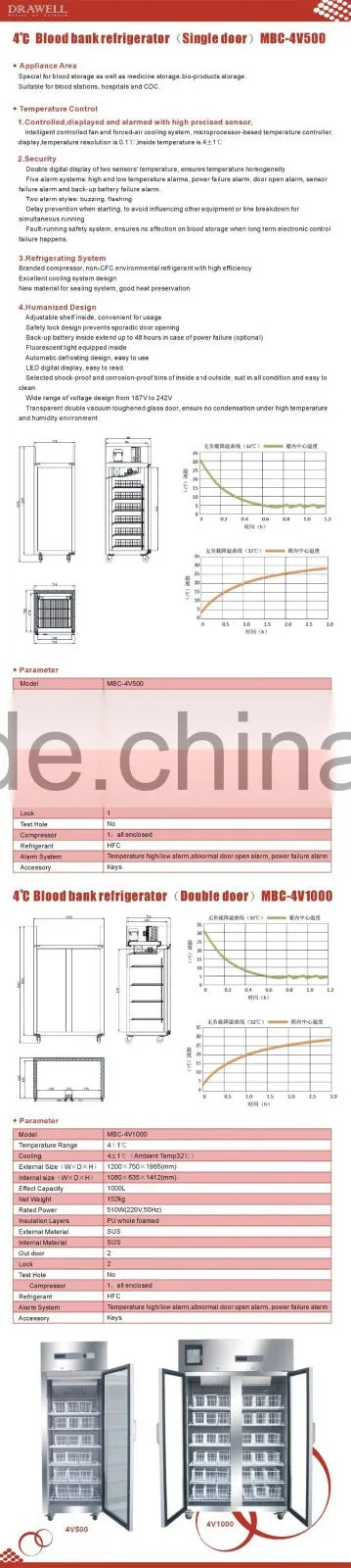 Single Door Blood Bank Refrigerator With High Quality
