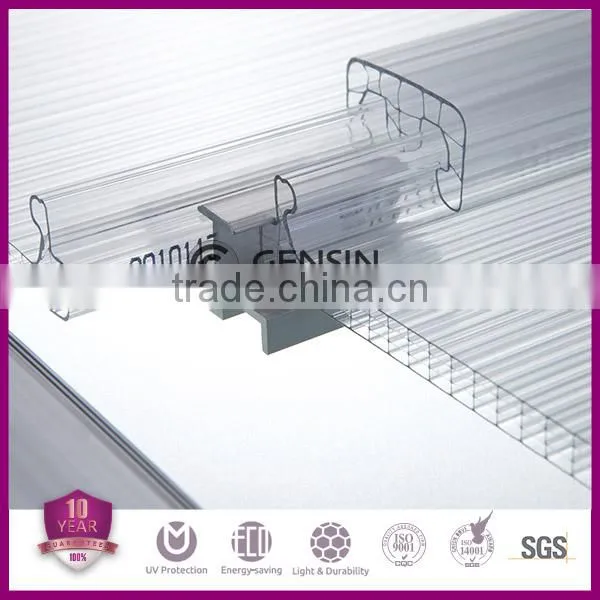 U Shaped Hollow Polycarbonate Sheet Connection Panel Used For Carport With UV Coated 6mm/8mm/10mm