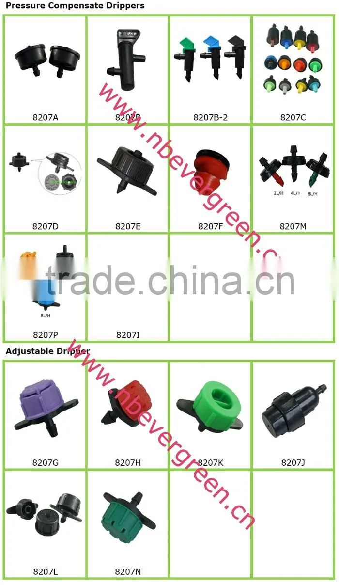 8207A water irrigation product pressure compensate drippers for irrigation