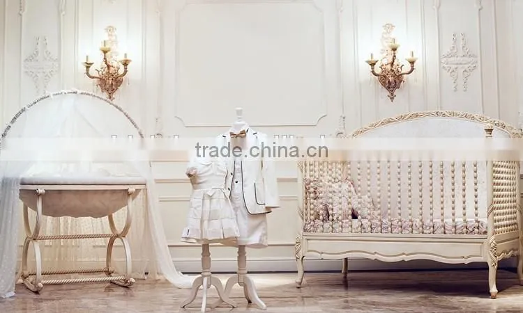 Victoria Style Carved Wooden Children Bed,Elegant Pink & White Painted Girl's Bed,Noble Bedroom Furniture Kid's Bed Set