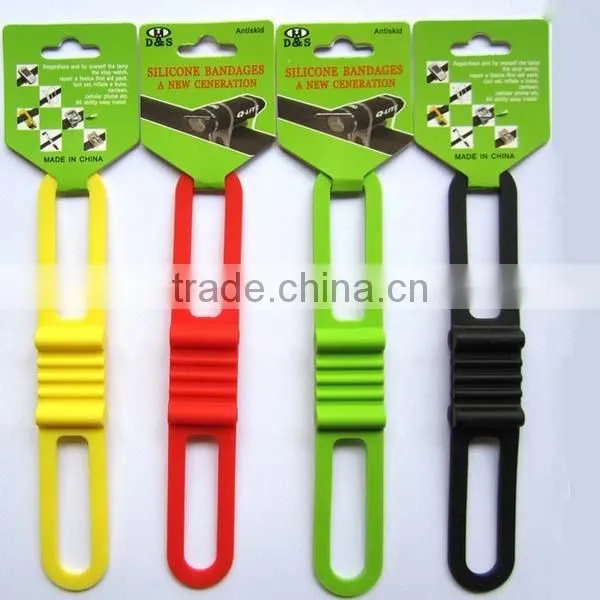 Promotional smart strong elastic bicycle silicone tie band / tie wrap