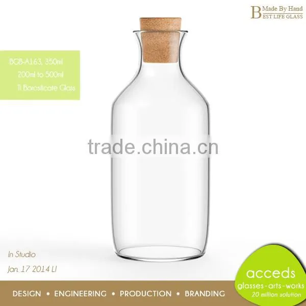 Borosilicate Airtight Glass Milk Bottle with Cork