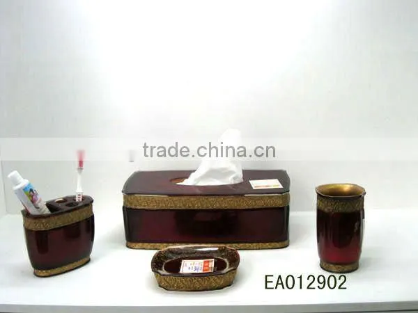 EB0002 2013 New Products Polyresin Gold Bathroom Amenity Box