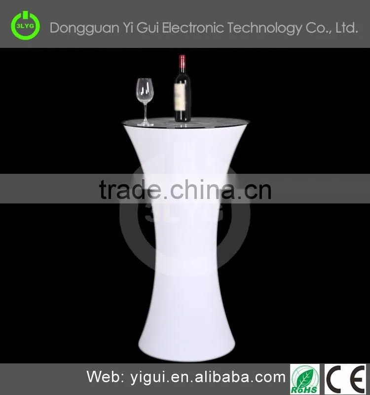 LED 16 color switching bar table lighting up PE plastic standing table cocktail table