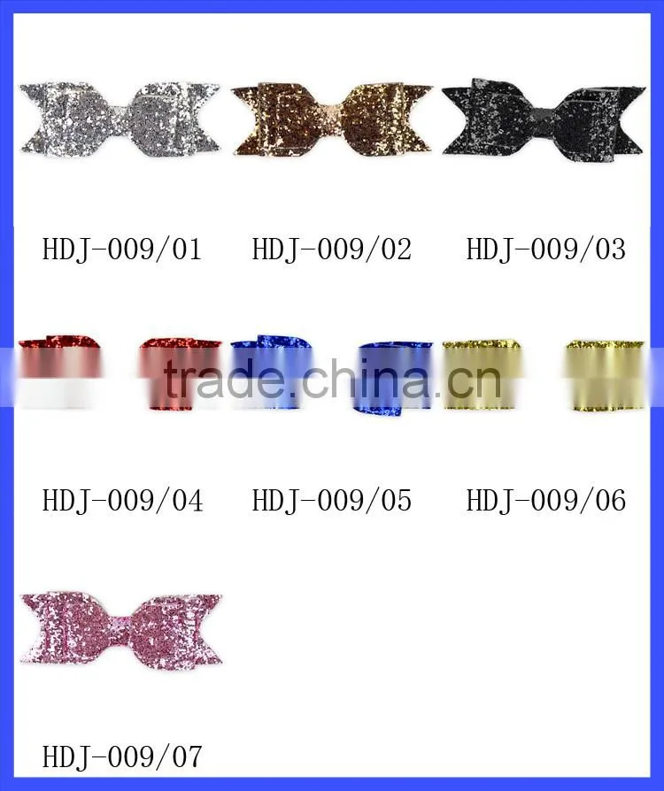 new style silver sequin hair bow clips for baby girl