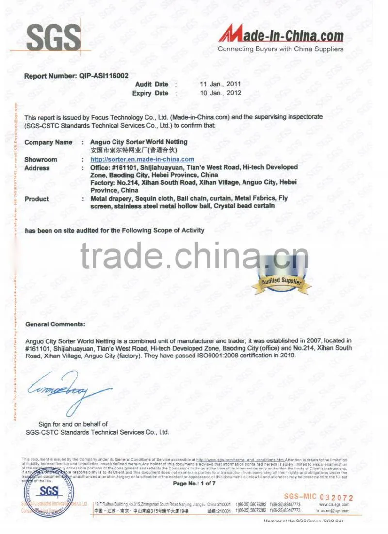 Stainless steel 304 rope cable mesh fence