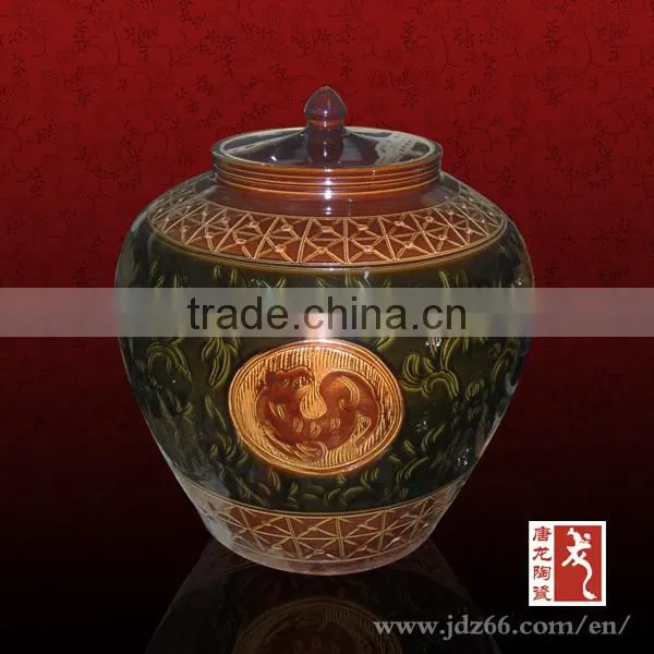High quality black glazed hermetic storage jars glass storage jar