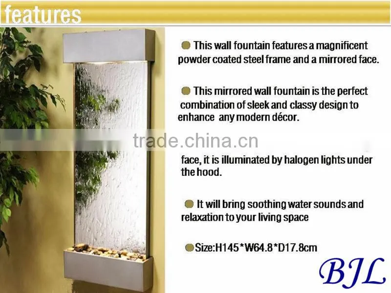 Restaurant indoor wall mounted water wall decorative glass mirror