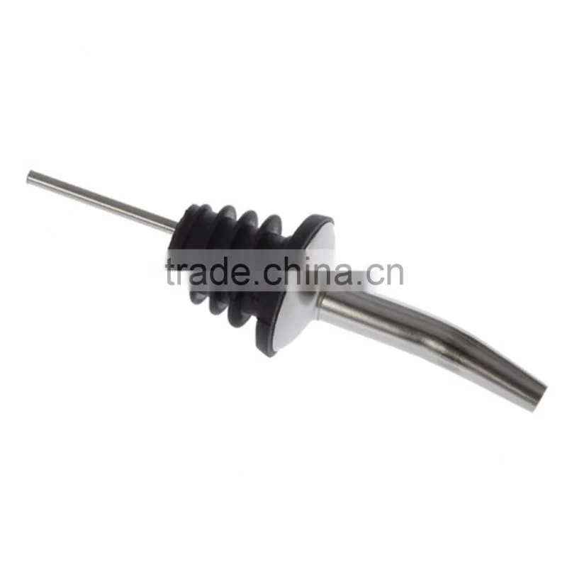 Stainless Steel Liquor Spirit Pourer Free Flow Wine bottle pourer Rubber Stopper