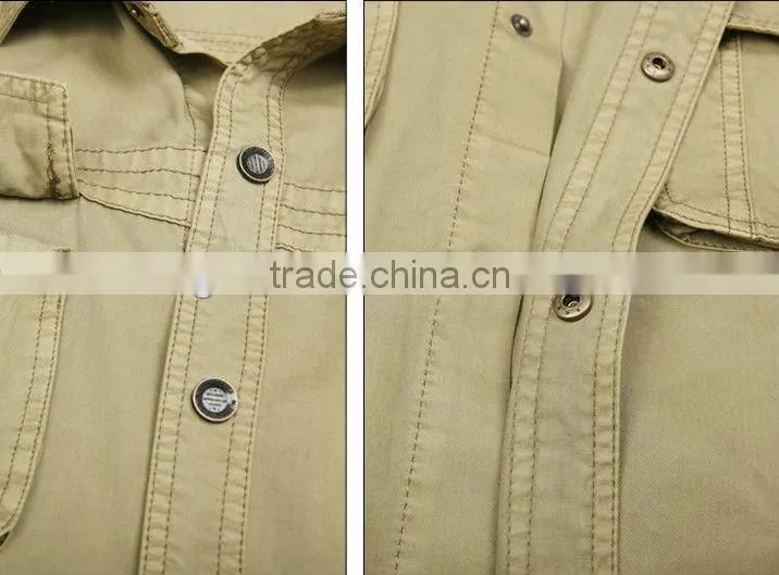 Men's spring & summer 100% cotton breathable short-sleeved tactical shirts