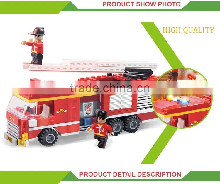Hot sale building blocks kids racing game car fire engine toy