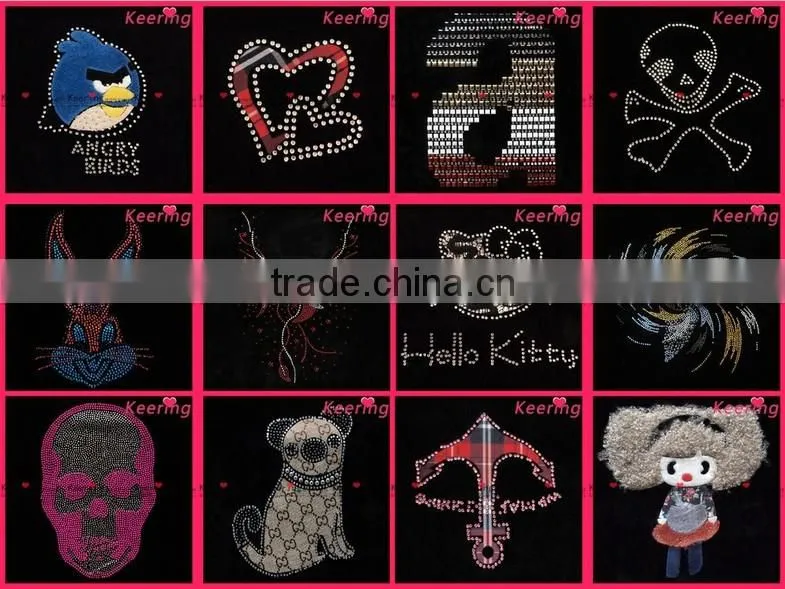 fashion hot fix transfer rhinestone strawhat motif WHF-171