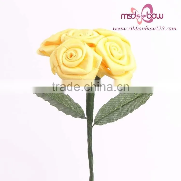 Wholesale artificial roses satin ribbon handmade flowers