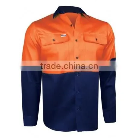 Factory custom Short Sleeves cotton safety shirts Fluorescent Hi Vis Work Shirts