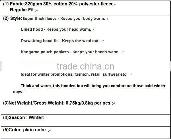 Men's winter blank hoodies wear