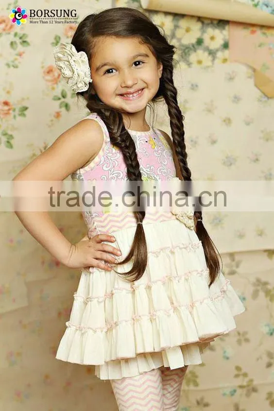 sleeveless printing wholesale clothing children frocks designs ruffle dress