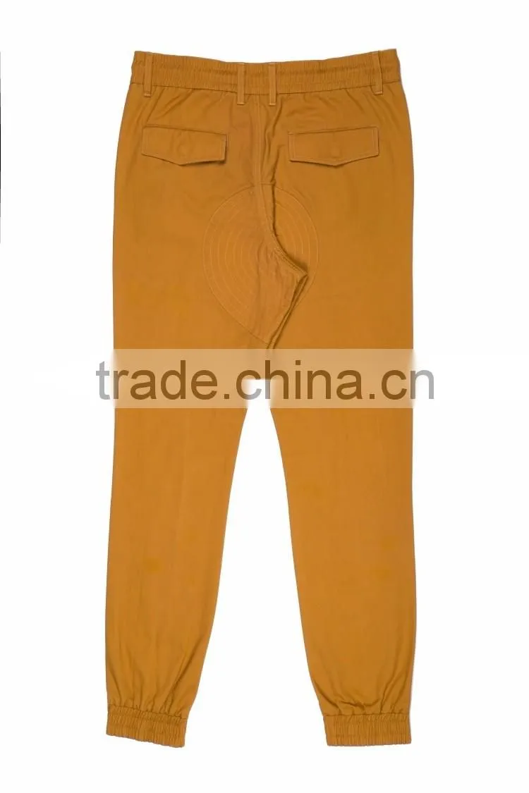 Wholesale elastic hem brand name harem mens chino pants with small side pocket