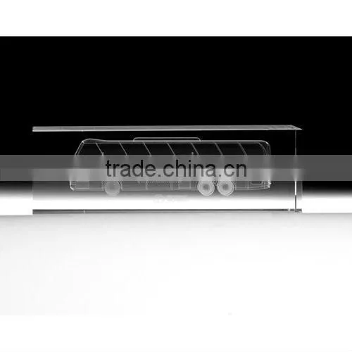 3D Laser Transparent cube engraved crystal bus for souvenir