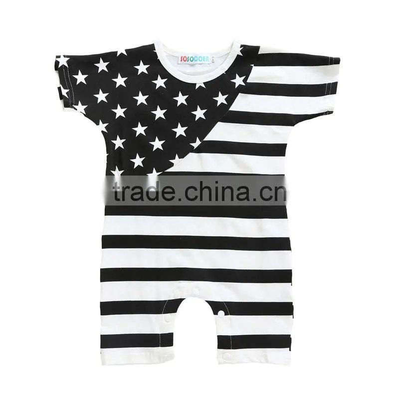 2017 Summer Kids Baby Toddler Clothing Usa Flag Printed Baby Romper Suit