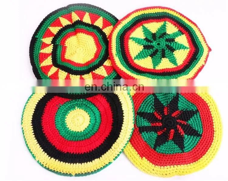 Custom fashion jamaica knitted crochet rasta beanie hat