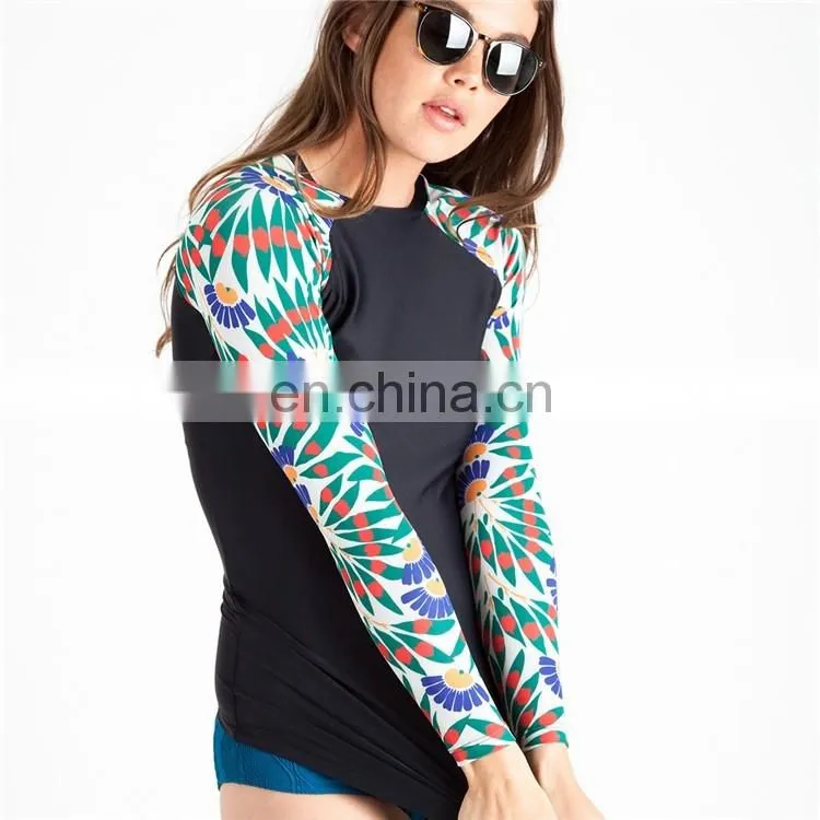 2017 custom printed upf protection long sleeve rash vests for surf