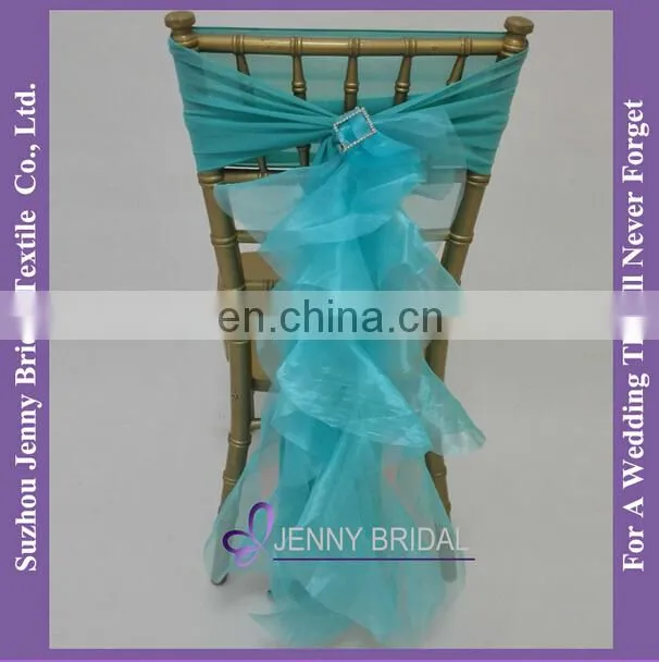 C308A Spandex Chair Sash With Buckle Fancy Ruffled Wedding Chair Sashes