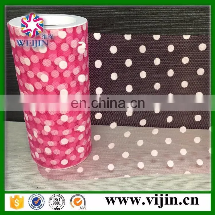 nylon flocking dots tulle mesh for flower wrapping,party decoration