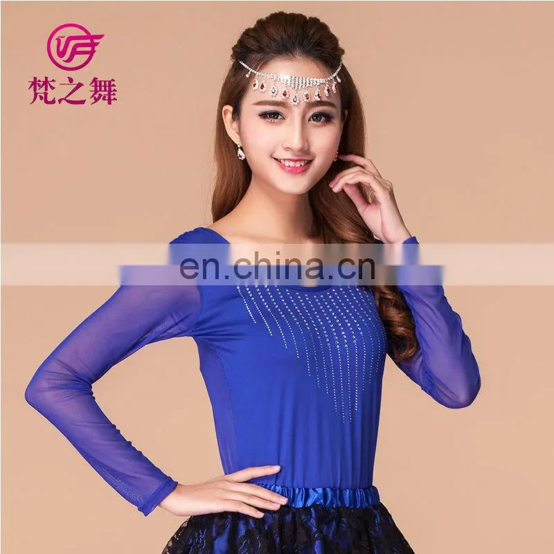 Long sleeves belly dance tops Sexy dance tops Western dance tops Belly dance practice top S-3071#