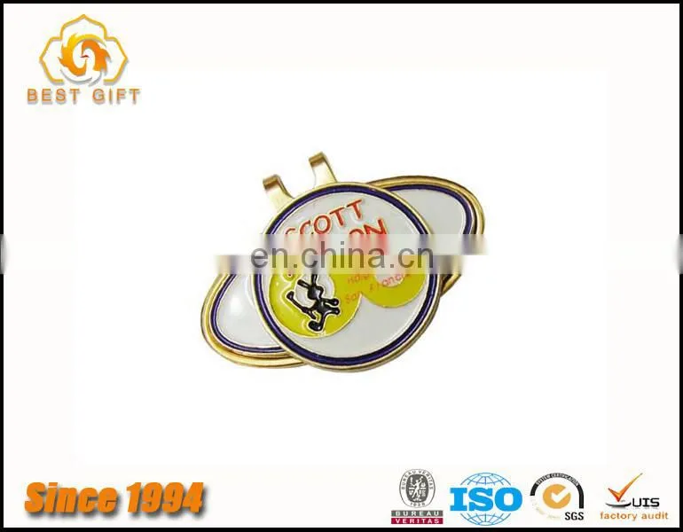Guangdong Factory Custom Logo Golf Ball Marker Epoxy Animel Magnetic Golf Hat Clips