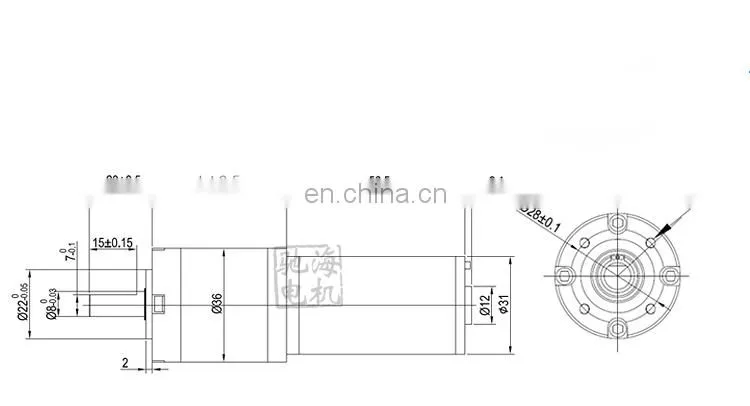 ChiHai Motor CHP-36GP-3162DC High precision 20kg.cm ratio 1:100 36mm Planetary Gear Motor 8mm Shaft Diameter DC24.0V 12.0V