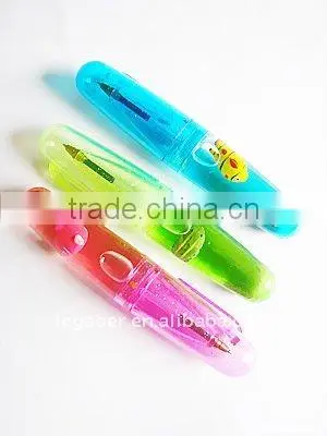 Acrylic liquid pen with liquid filled and cartoon floater