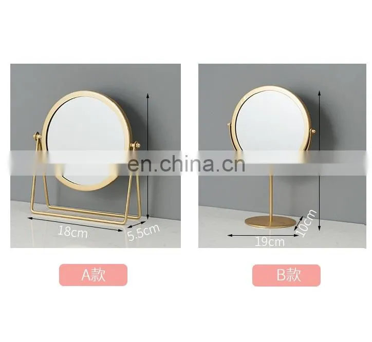 Single Side round makeup Mirror Rotation gold black color Metal Cosmetic Mirrors Round Glass Make Up Mirror with stand