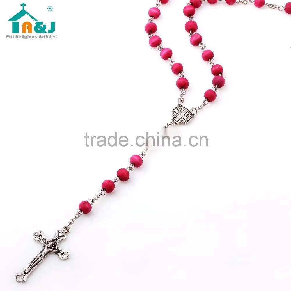 Alibaba Trade Assurance Supplier religious wood rosary necklace Hot Sale cheap
