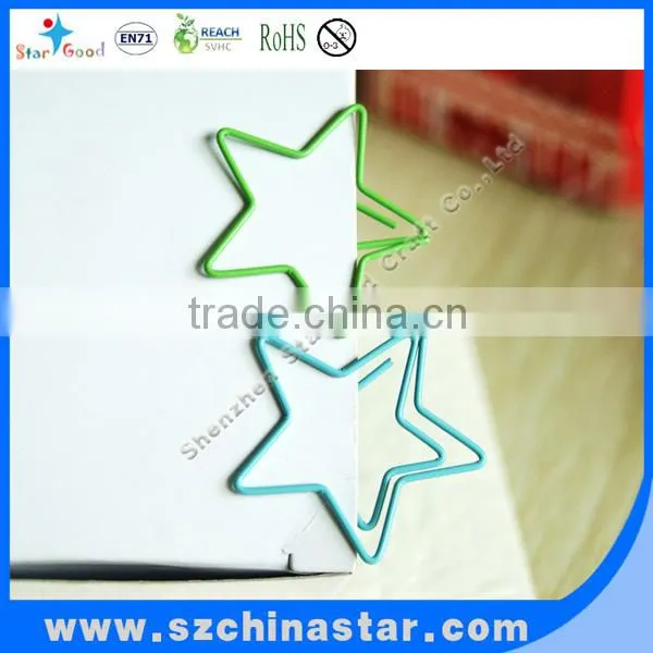 PET coated iron wire star shape paper clip assorted color