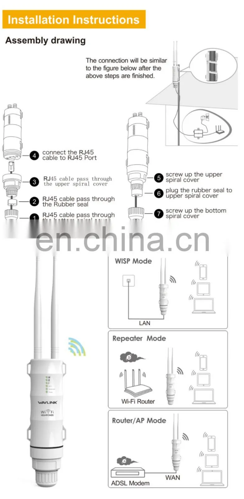 ALLINGE MDZ3249 Wifi Extender Outdoor AP/Repeater 2.4G 5G Wifi Signal Booster Dual Band 27DBm Network Booster