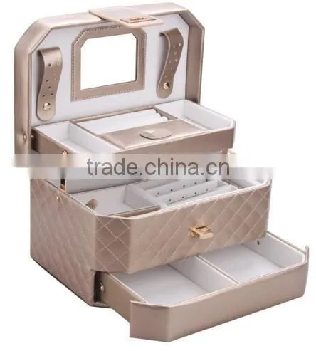 custom make leather Jewelry Box Travel Case and Lock