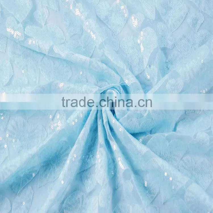 Latest fashion top quality 100%polyester different types of sequin embroidery fabric dresses for women
