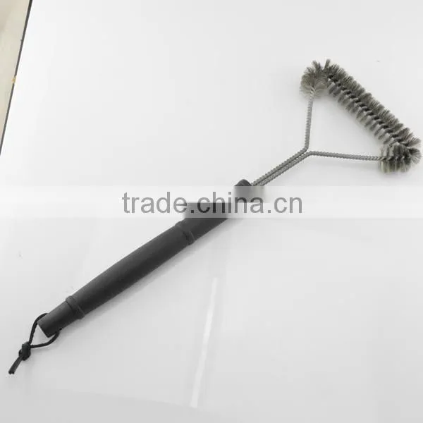 In stock factory 12'' BBQ grill brush zinc plated wire bbq cleaning brush brass wire BBQ Grill cleaning brush