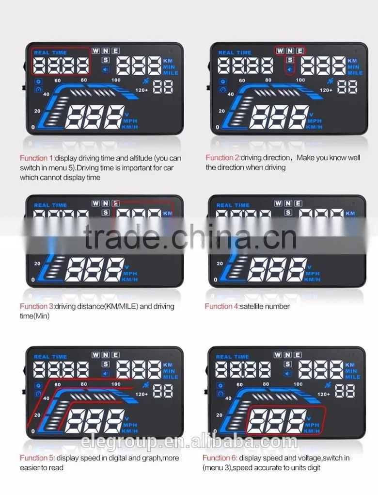 Universal 5.5" Inch Q7 LED Head Up Digital Display Car GPS OBD2 HUD
