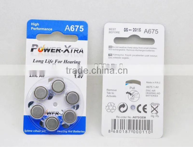 zinc-air hearing aid battery A675