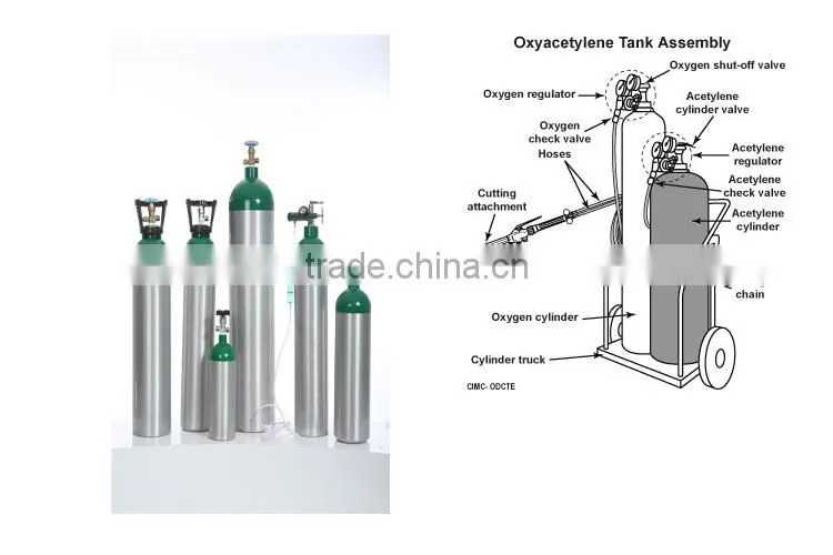 Ambulance breathing medical portable aluminum oxygen cylinder