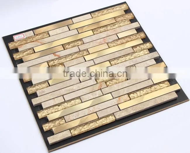 Glass mix aluminum mix stone mosaic tile