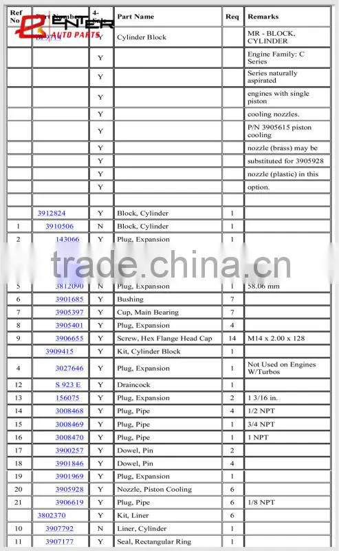 3907792 Cylinder Liner